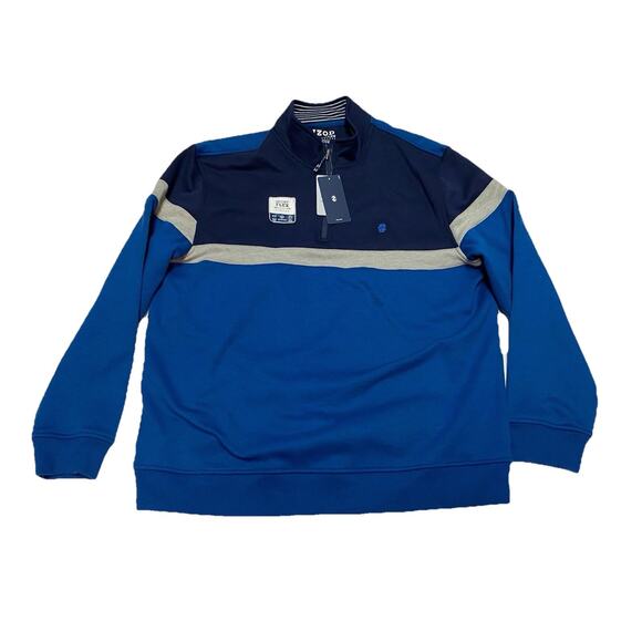 IZOD Graphic Quarter Zip Long Sleeve Mock Neck Fleece Sweatshirt Men's Size XL - Picture 1 of 7
